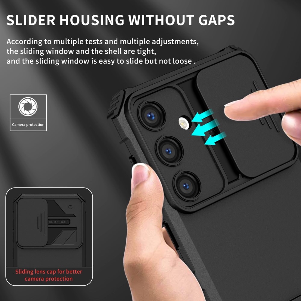 Samsung Galaxy S24 Kickstand Handyhülle mit Kameraabdeckung schwarz