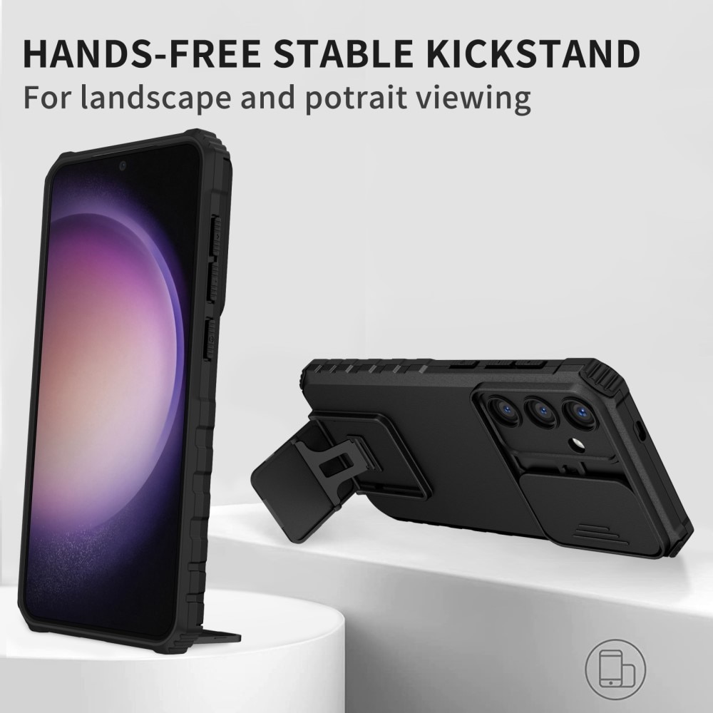 Samsung Galaxy S24 Plus Kickstand Handyhülle mit Kameraabdeckung schwarz