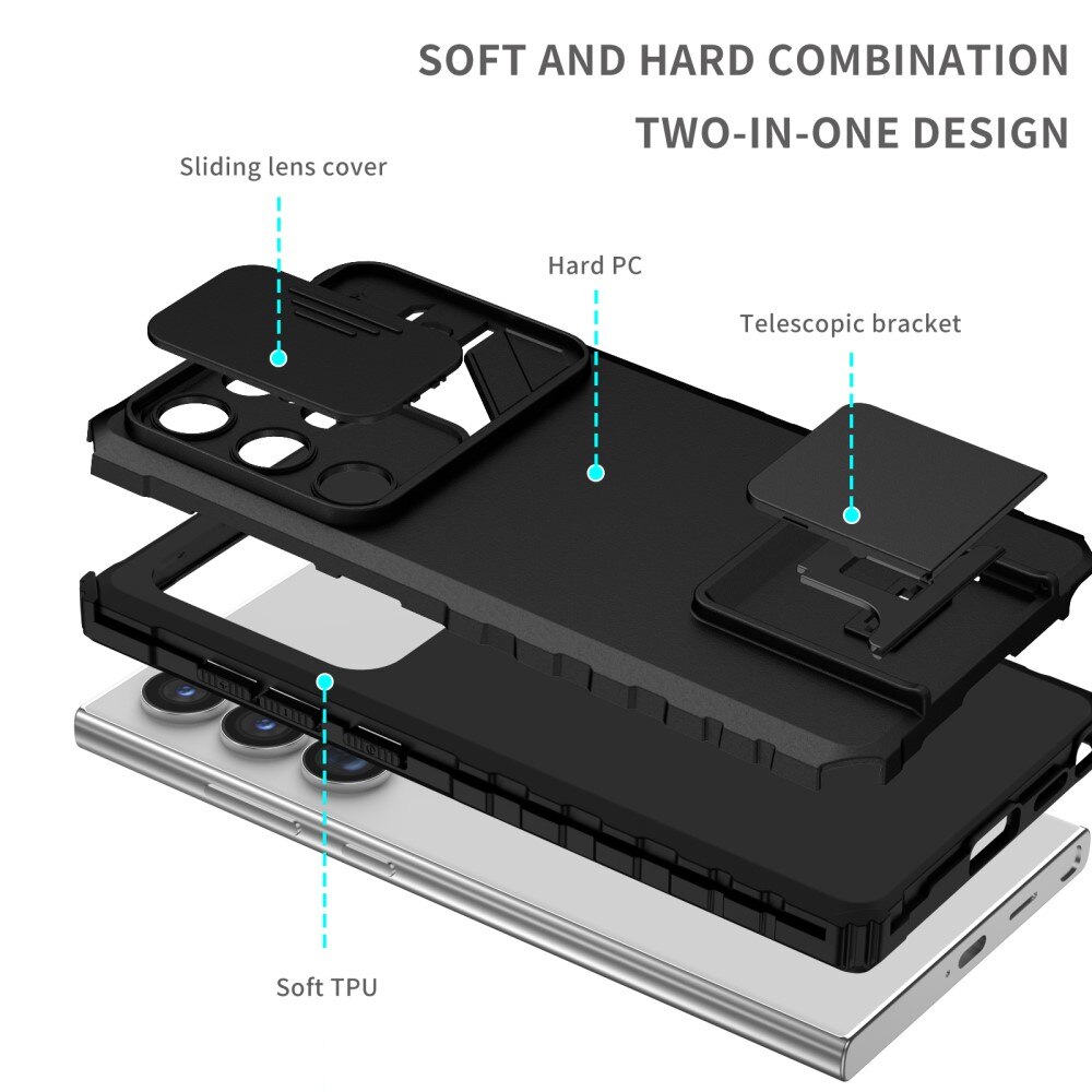 COMAKU Ultra Panzerhülle für Samsung Galaxy S24 Ultra, TPU+PC Stoßfeste  Hülle mit Slide Camera Cover Kameraschutz mit Ring Ständer Handyhülle -  Schwarz: : Elektronik & Foto