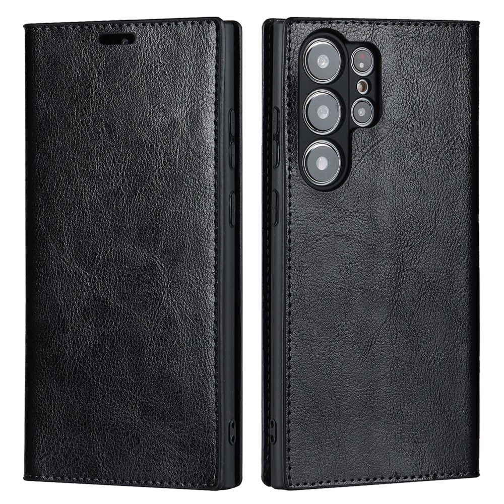 Samsung Galaxy S23 Ultra Handytasche aus Echtem Leder schwarz
