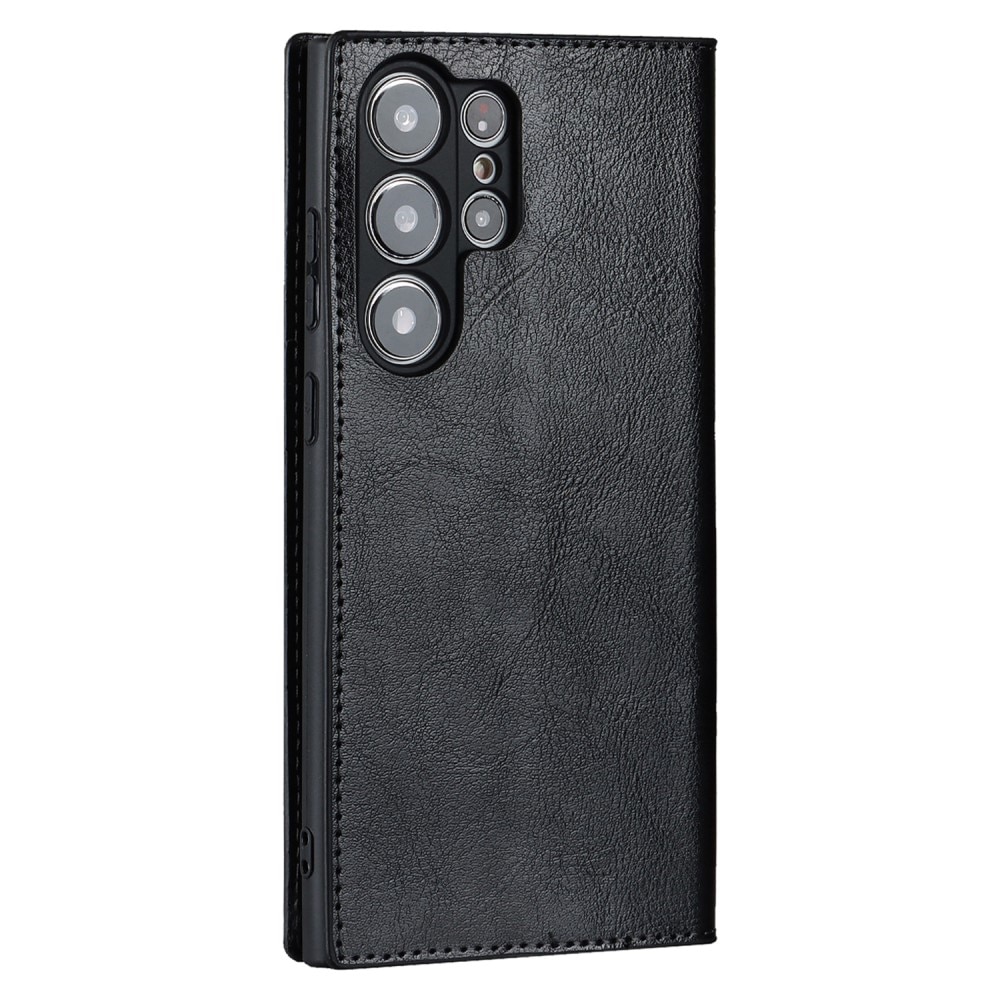 Samsung Galaxy S23 Ultra Handytasche aus Echtem Leder schwarz