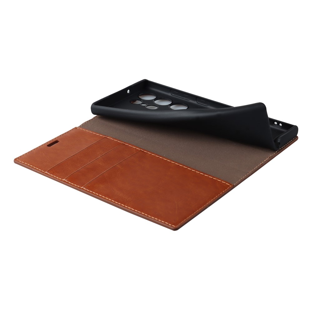 Samsung Galaxy S23 Ultra Handytasche aus Echtem Leder Braun