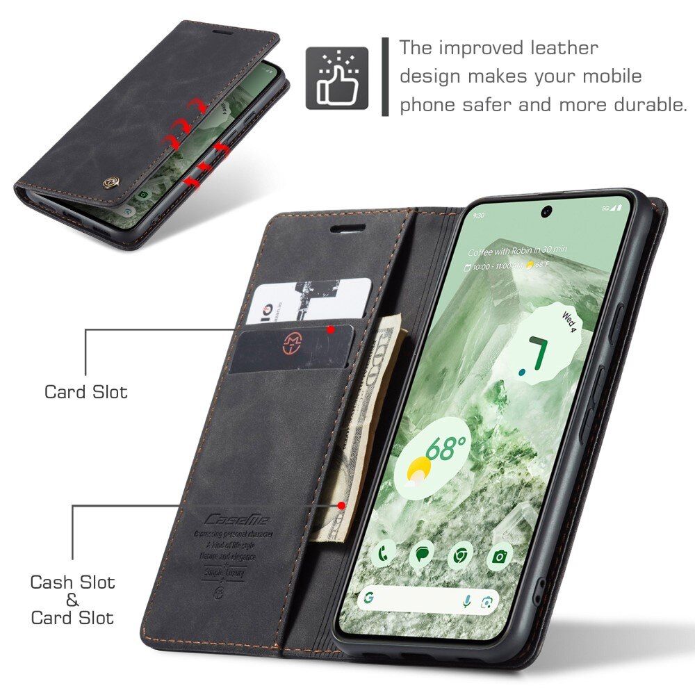Slim Portemonnaie-Hülle Google Pixel 8a Schwarz
