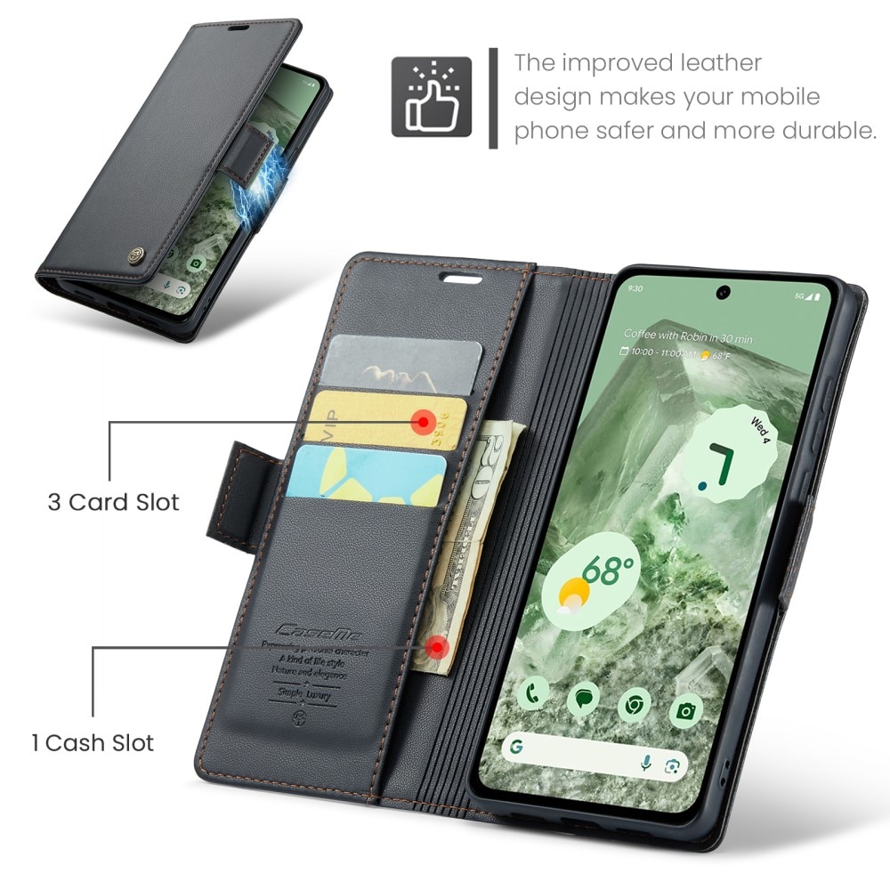 RFID-geschützte Slim Portemonnaie-Hülle Google Pixel 8a Schwarz