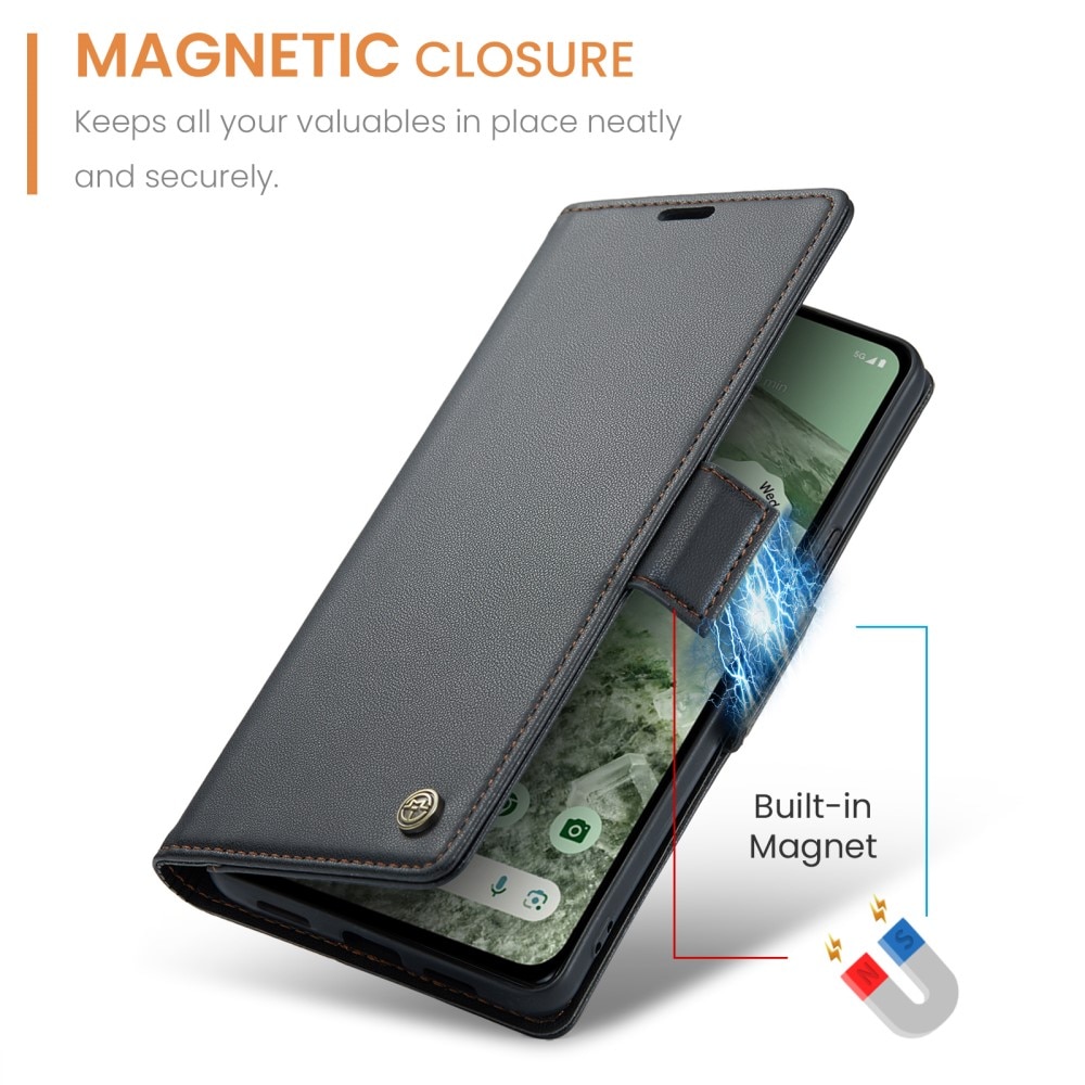 RFID-geschützte Slim Portemonnaie-Hülle Google Pixel 8a Schwarz
