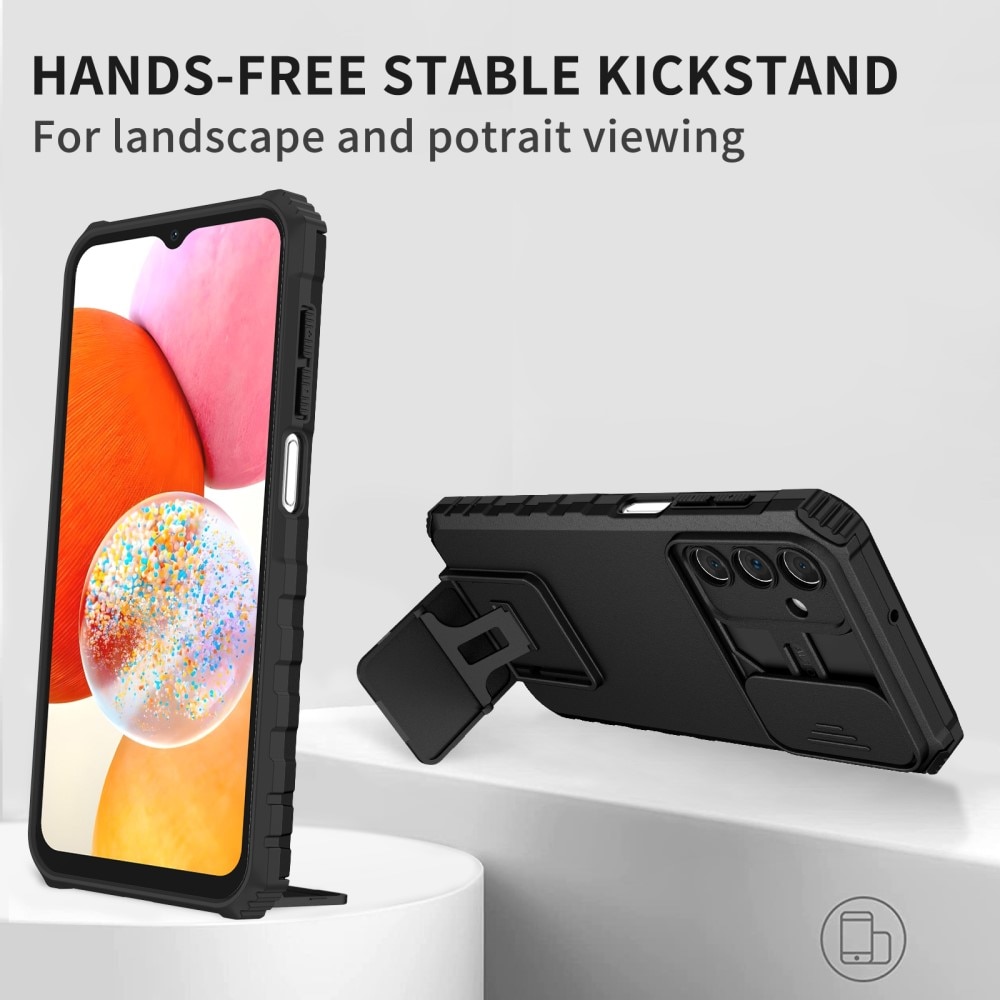 Samsung Galaxy A15 Kickstand Handyhülle mit Kameraabdeckung schwarz