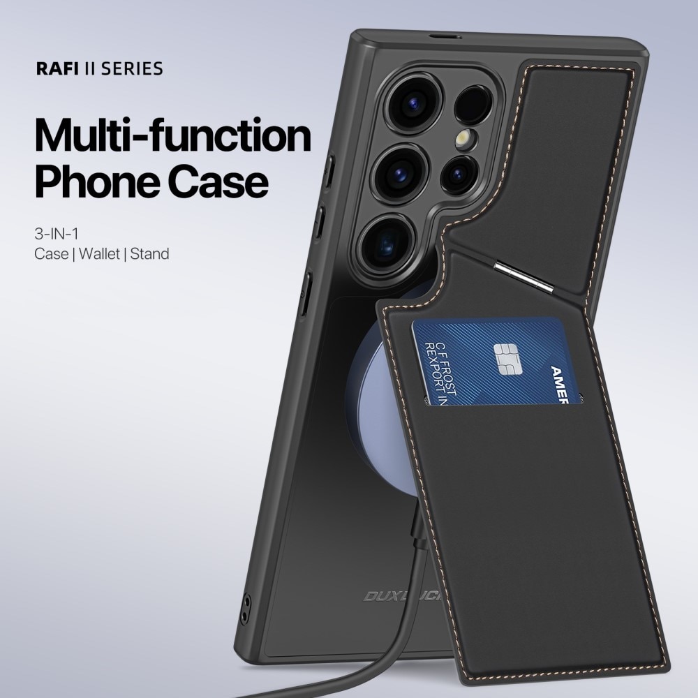 Rafi Series RFID MagSafe Wallet Stand Case Samsung Galaxy S24 Ultra schwarz