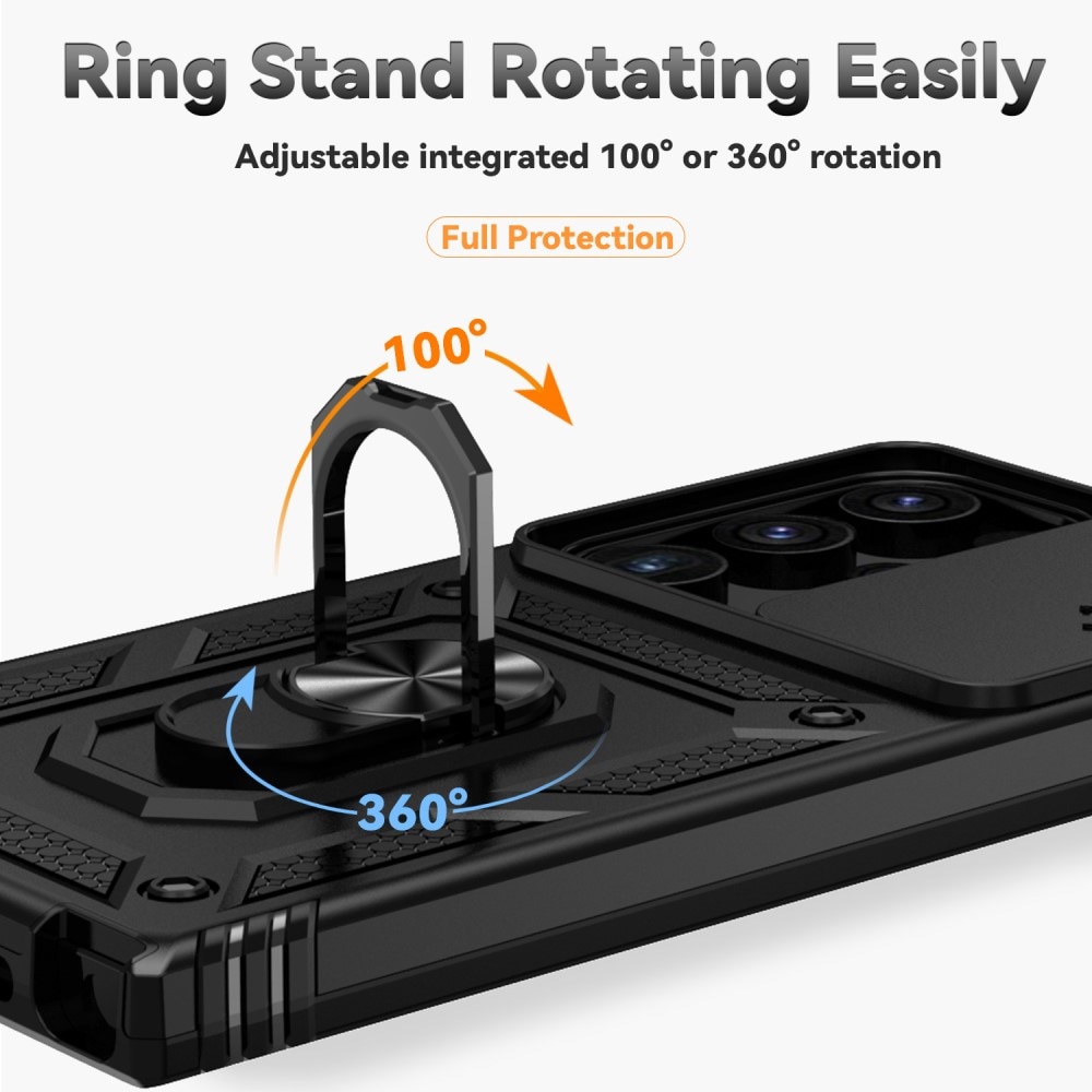 Samsung Galaxy S24 Ultra Hybrid-Hülle Ring + Kameraschutz schwarz