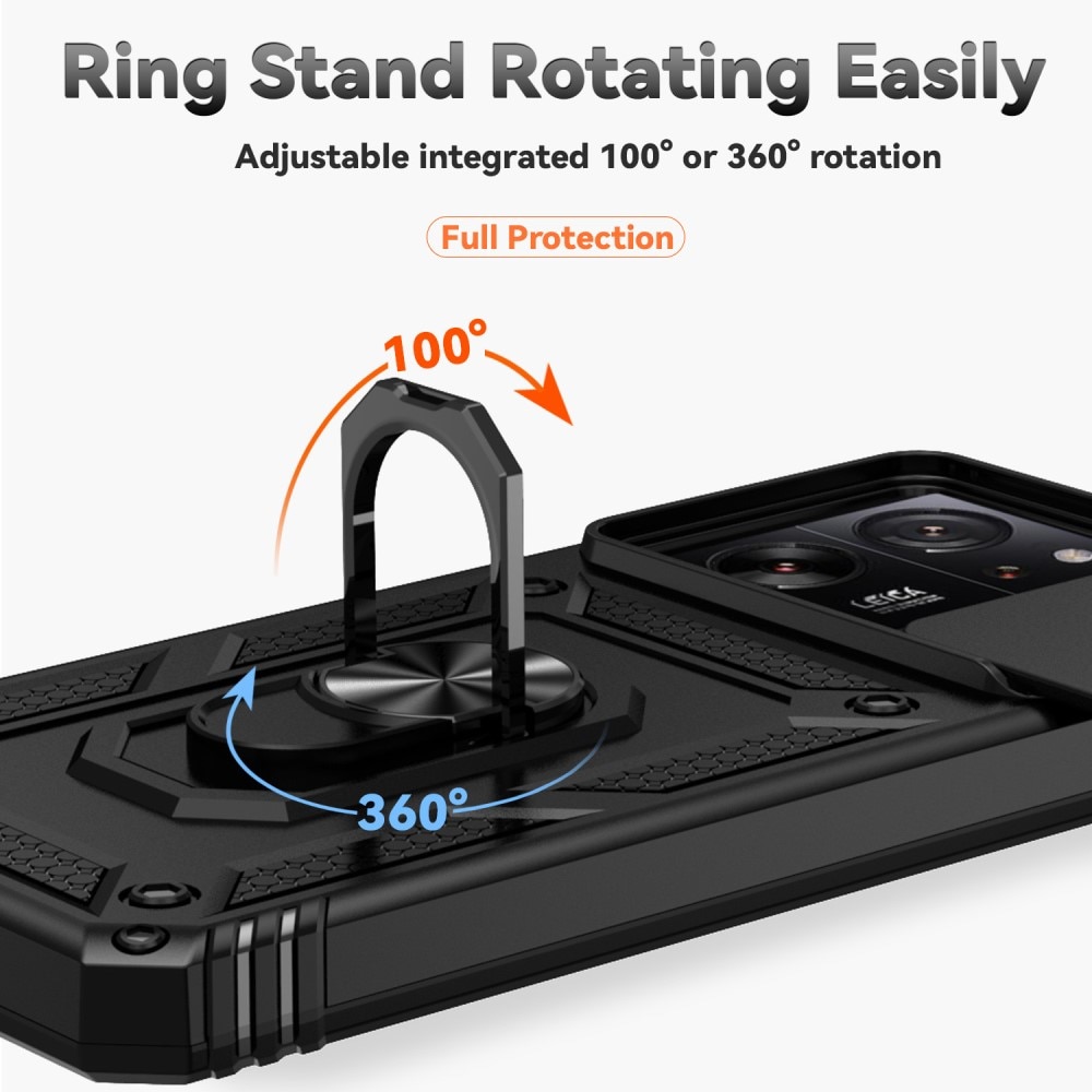 Xiaomi 13T Pro Hybrid-Hülle Ring + Kameraschutz schwarz