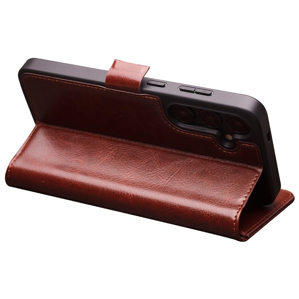 Leather Wallet Case Samsung Galaxy S24 Plus Brown