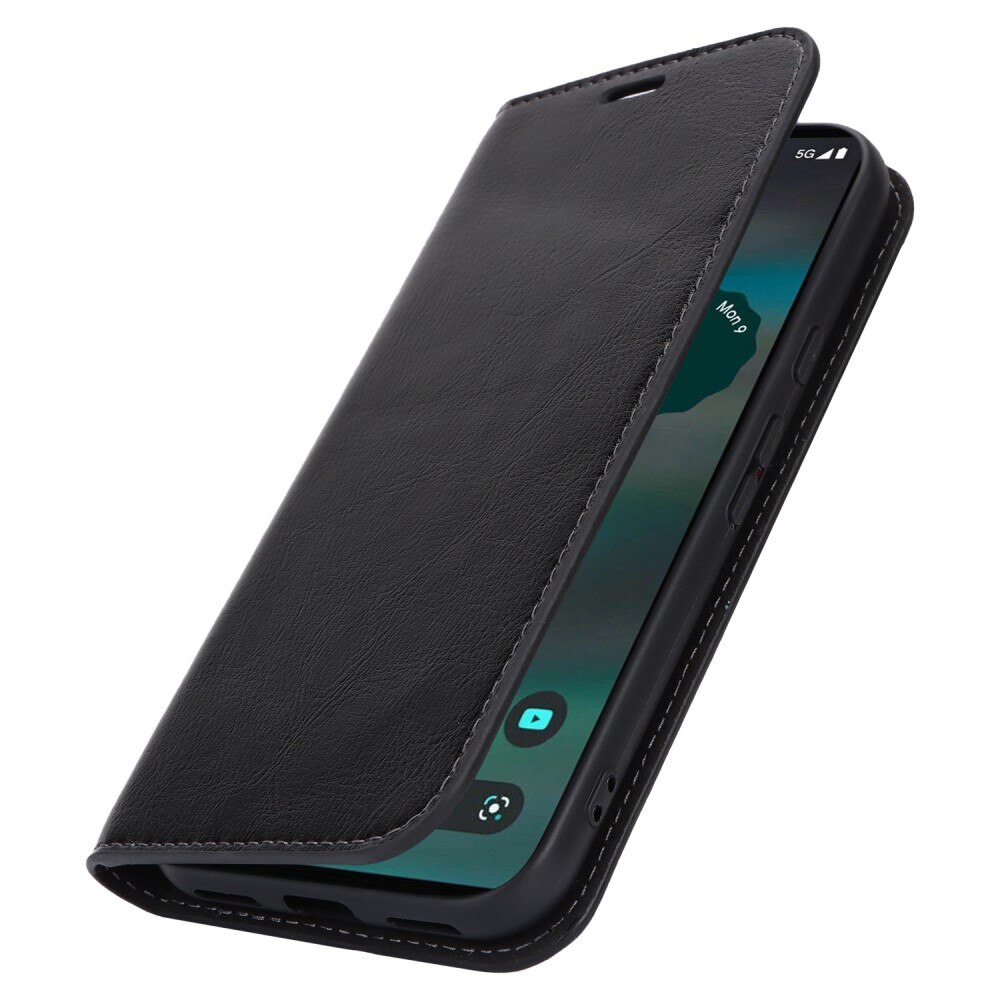 Google Pixel 8a Handytasche aus Echtem Leder schwarz