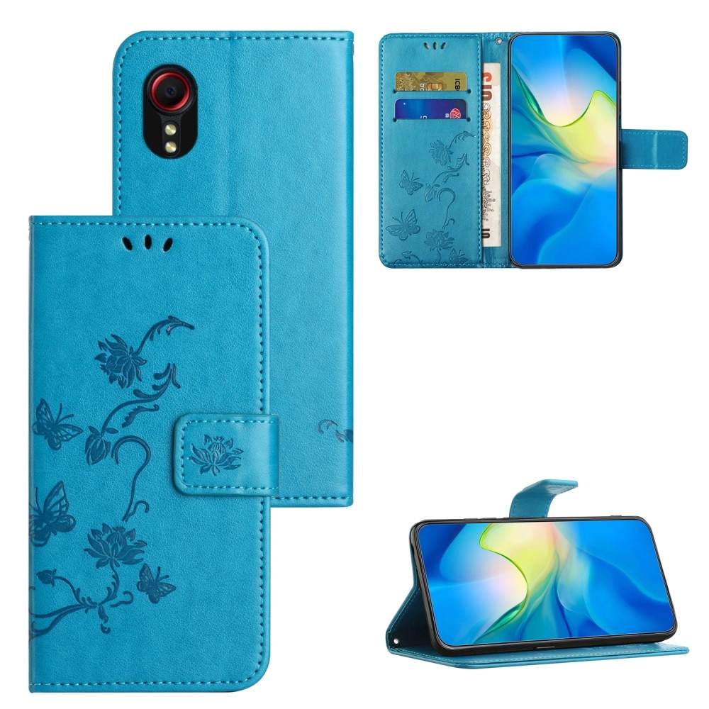 Samsung Galaxy Xcover 7 Handyhülle mit Schmetterlingsmuster, Blau