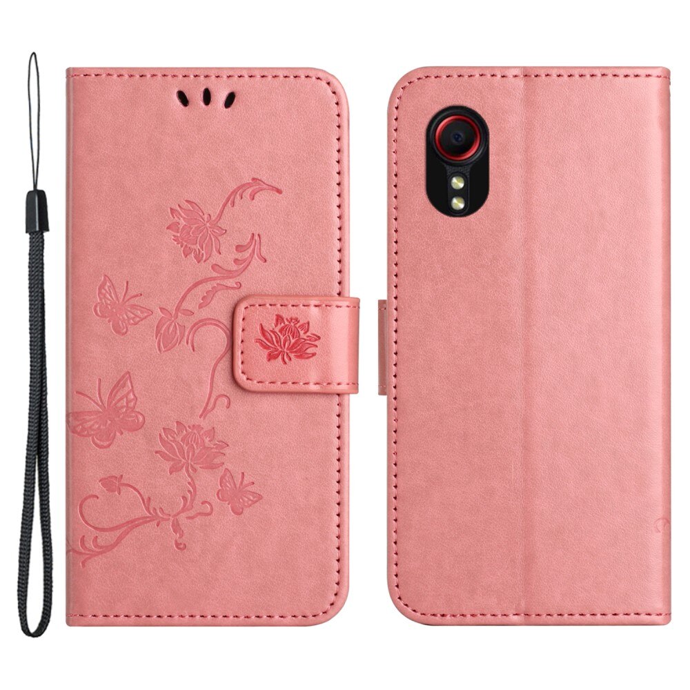 Samsung Galaxy Xcover 7 Handyhülle mit Schmetterlingsmuster, rosa