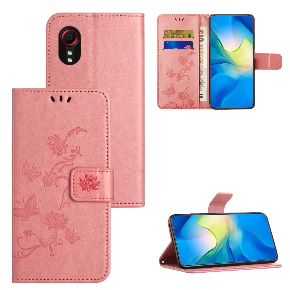 Samsung Galaxy Xcover 7 Handyhülle mit Schmetterlingsmuster, rosa