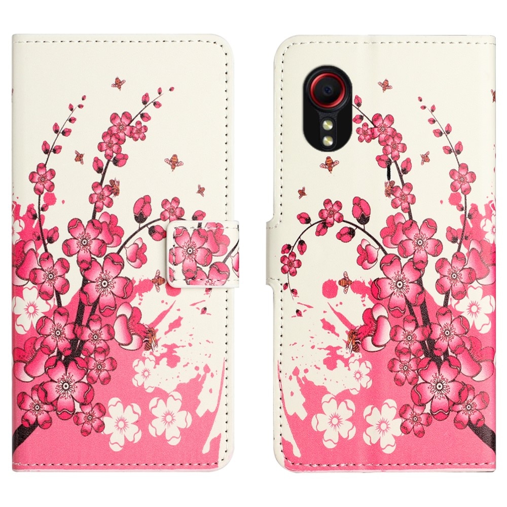 Samsung Galaxy Xcover 7 Portemonnaie-Hülle Kirschblüten