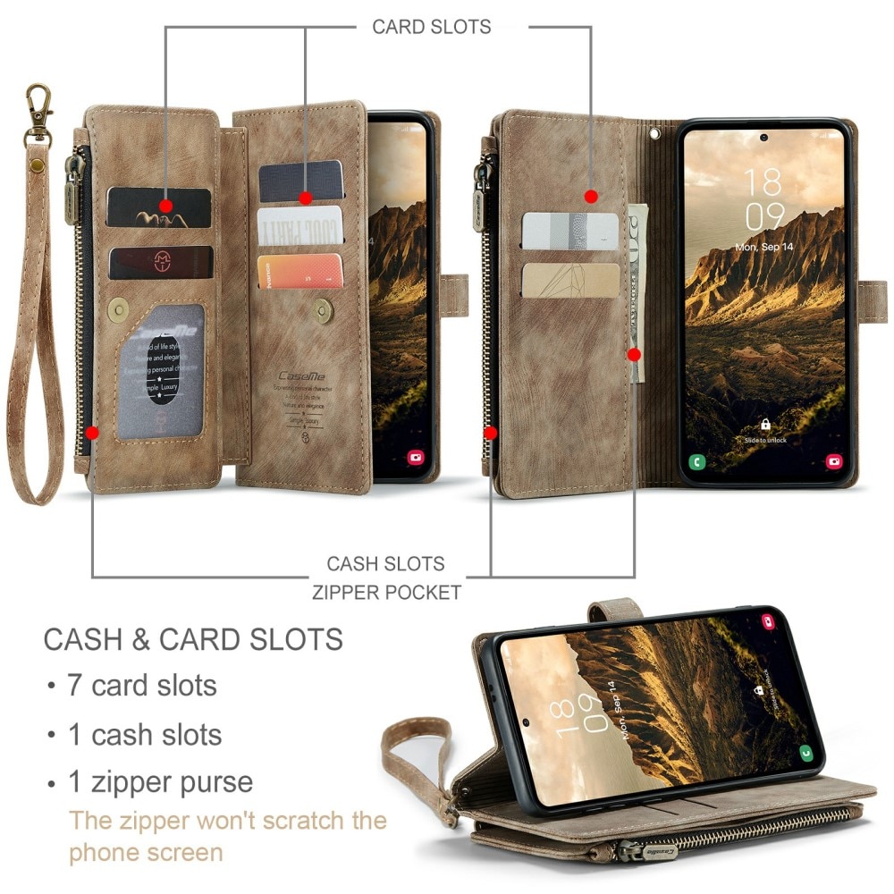 Zipper Portemonnaie-Hülle Samsung Galaxy S24 braun