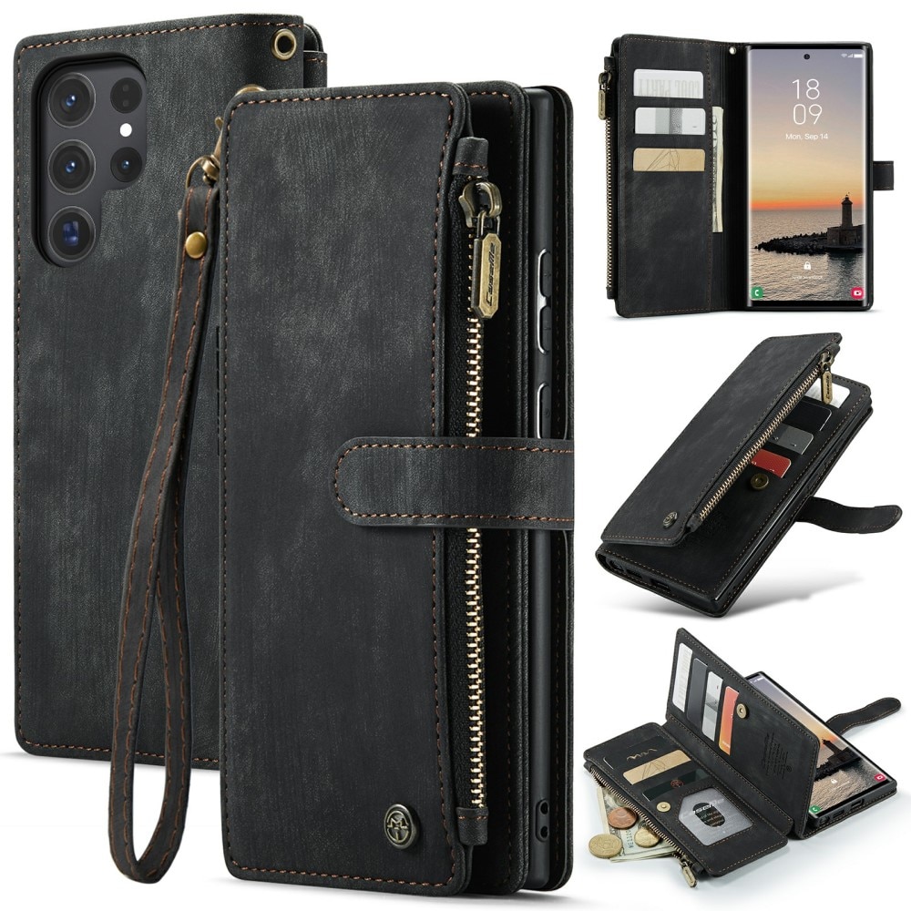Zipper Portemonnaie-Hülle Samsung Galaxy S24 Ultra schwarz