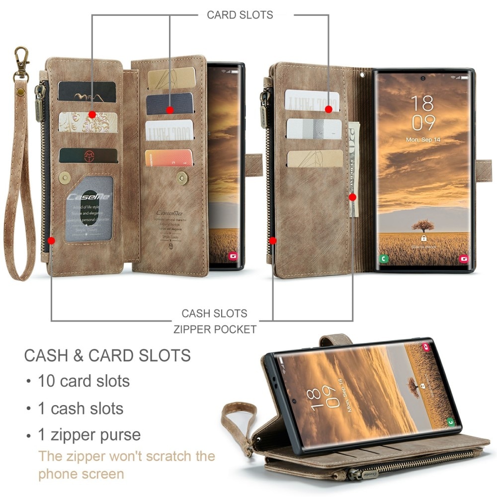 Zipper Portemonnaie-Hülle Samsung Galaxy S24 Ultra braun