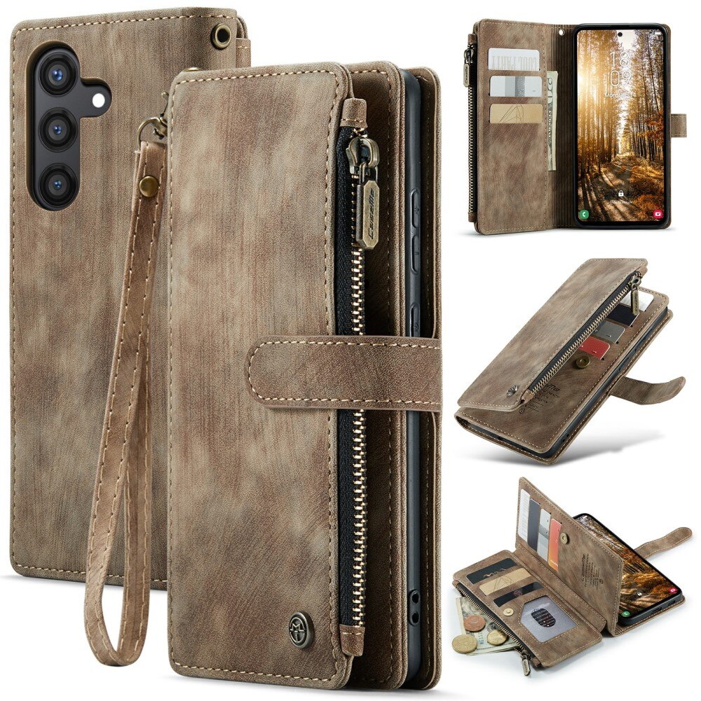 Zipper Portemonnaie-Hülle Samsung Galaxy S24 Plus Braun