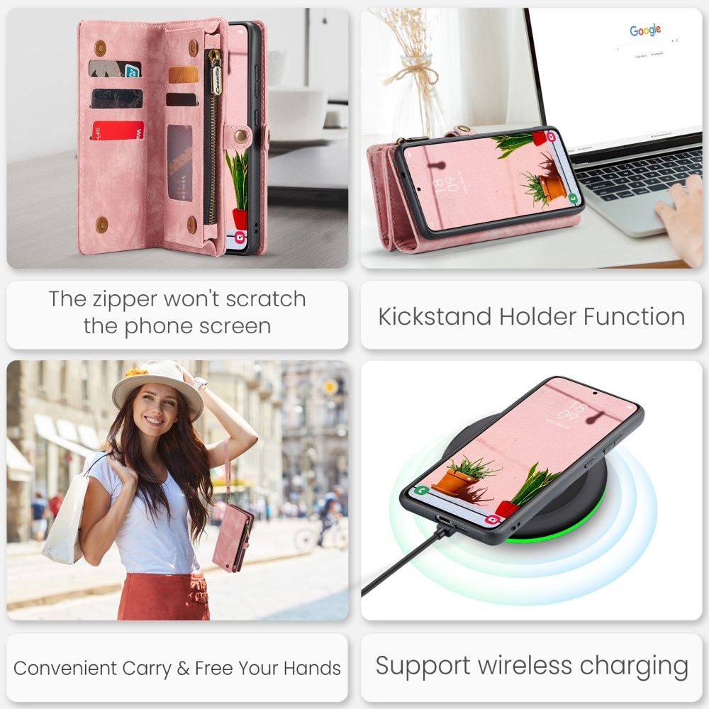 Multi-slot Portemonnaie-Hülle Samsung Galaxy S24 rosa