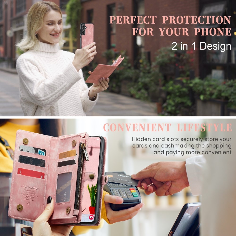 Multi-slot Portemonnaie-Hülle Samsung Galaxy S24 rosa