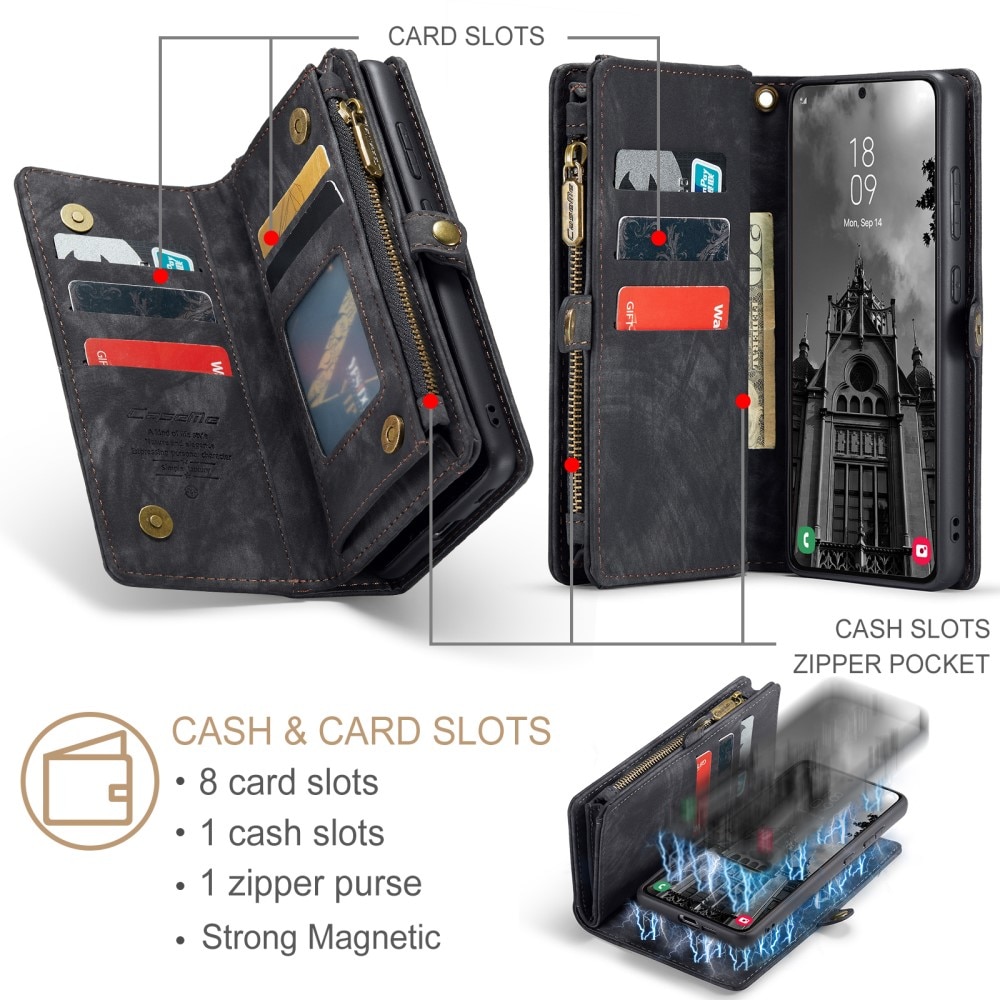 Multi-slot Portemonnaie-Hülle Samsung Galaxy S24 Plus Grau