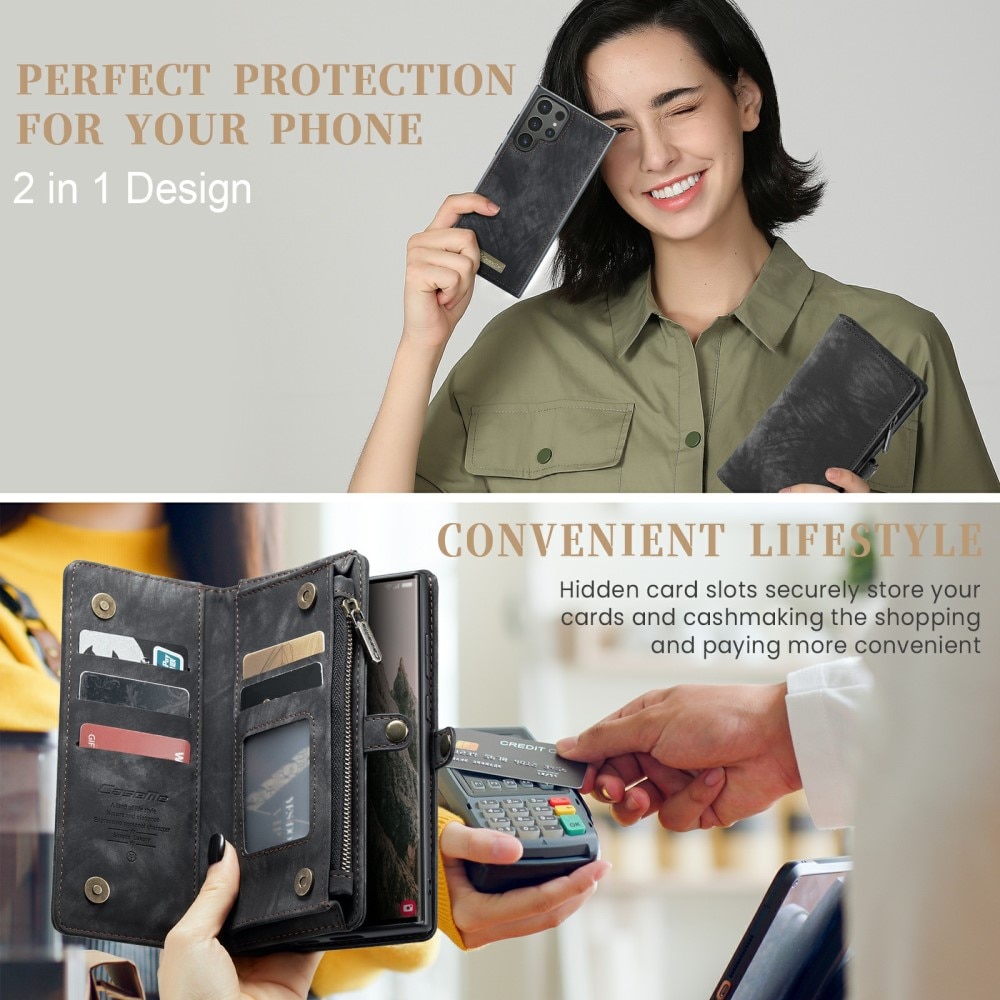 Multi-slot Portemonnaie-Hülle Samsung Galaxy S24 Ultra grau