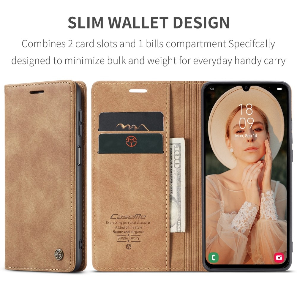 Slim Portemonnaie-Hülle Samsung Galaxy A15 cognac