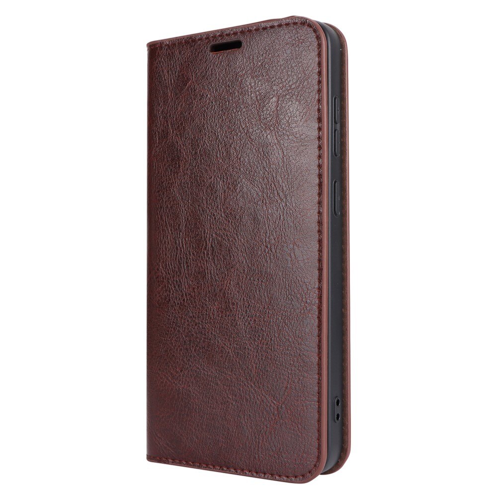 Samsung Galaxy S24 Plus Handytasche aus Echtem Leder Dunkelbraun