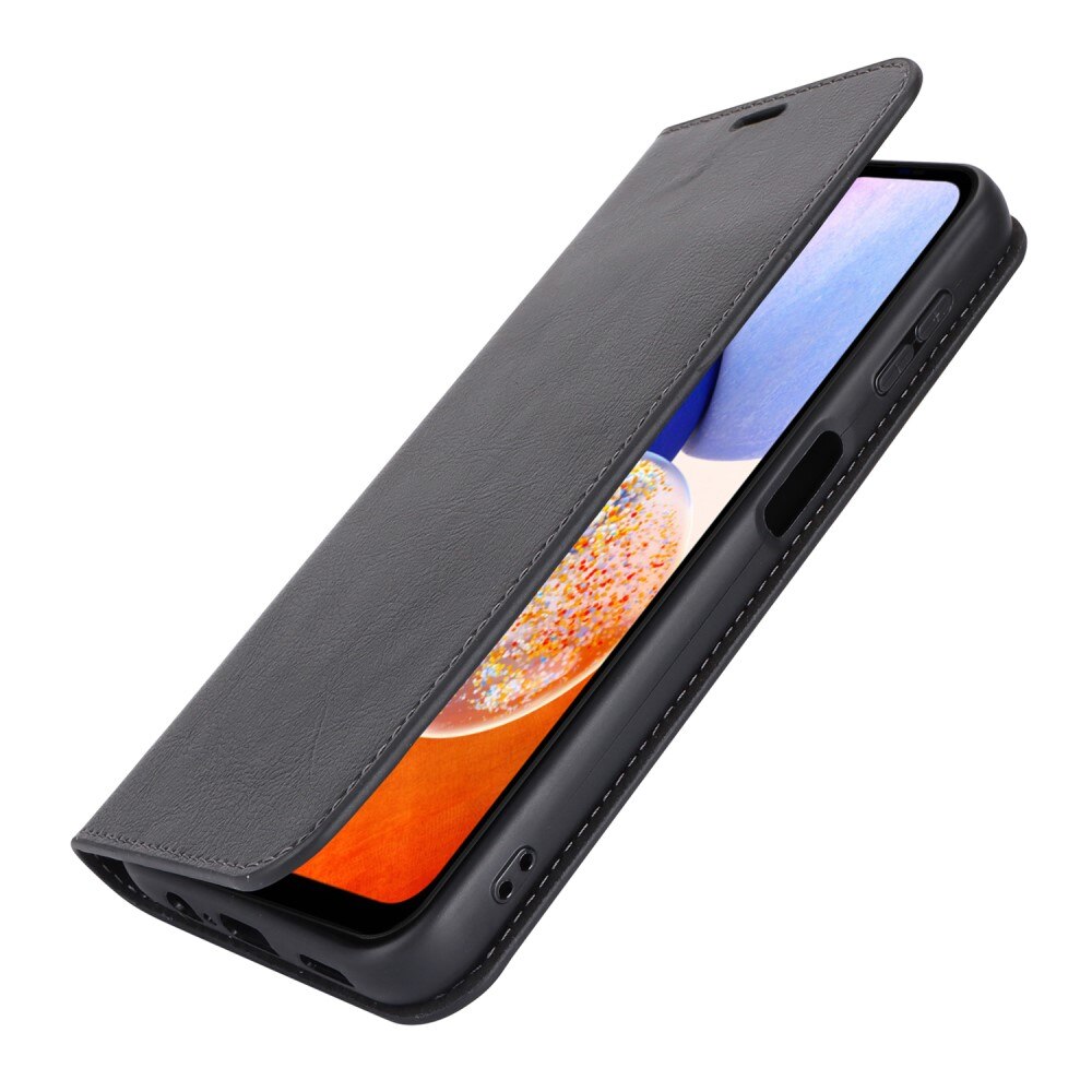 Samsung Galaxy A14 Handytasche aus Echtem Leder schwarz