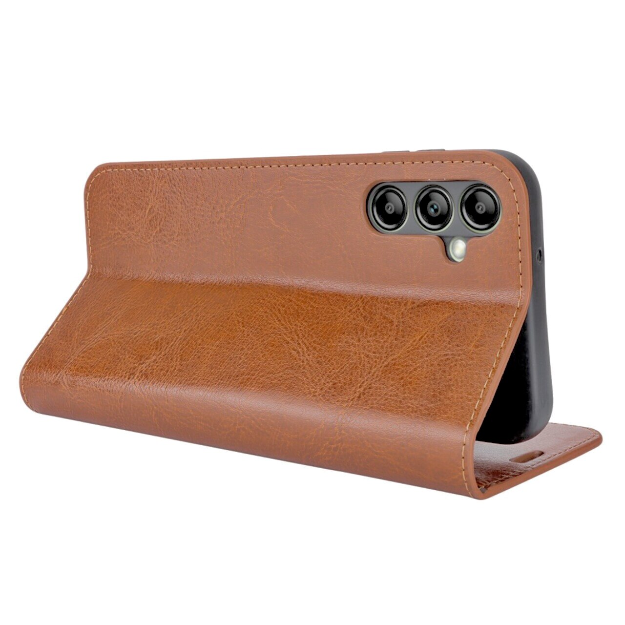 Samsung Galaxy A14 Handytasche aus Echtem Leder Braun