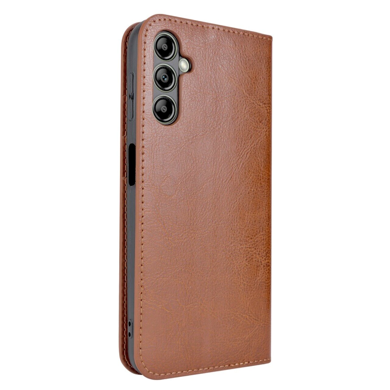Samsung Galaxy A14 Handytasche aus Echtem Leder Braun