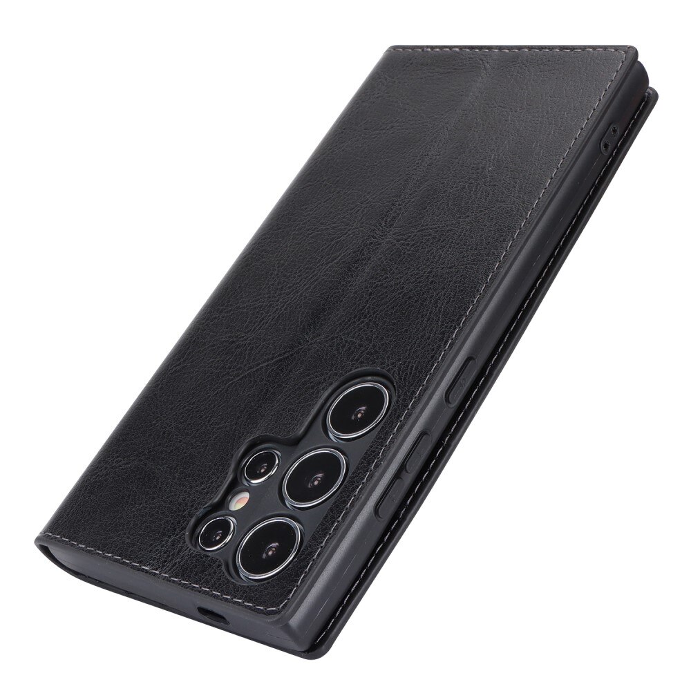 Samsung Galaxy S24 Ultra Handytasche aus Echtem Leder Schwarz