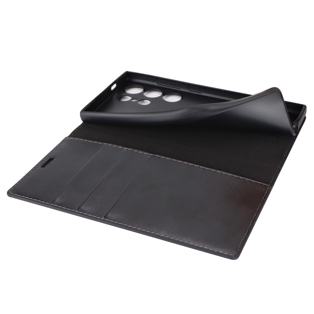 Samsung Galaxy S24 Ultra Handytasche aus Echtem Leder Schwarz