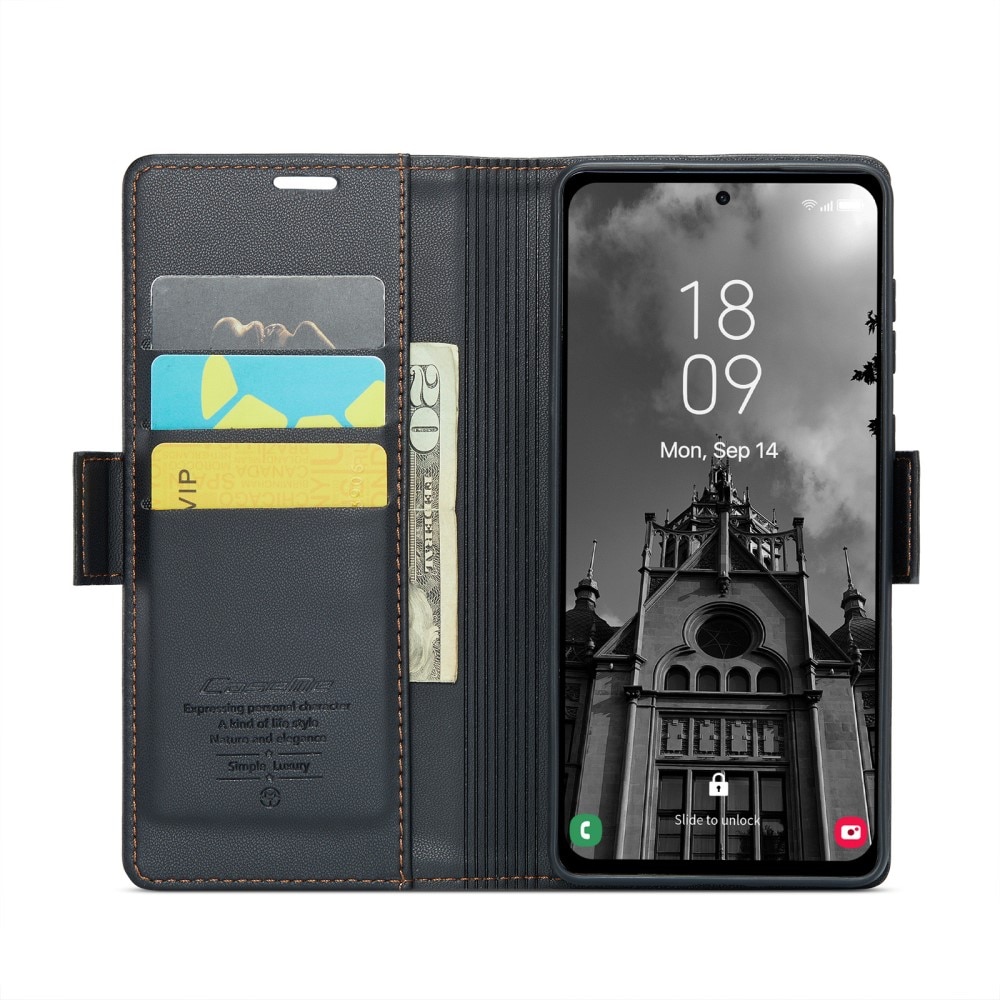 RFID-geschützte Slim Portemonnaie-Hülle Samsung Galaxy A55 schwarz