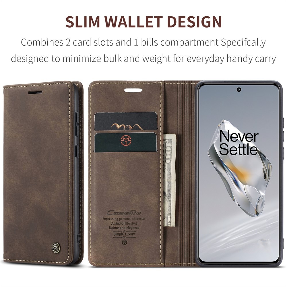 Slim Portemonnaie-Hülle OnePlus 12 braun