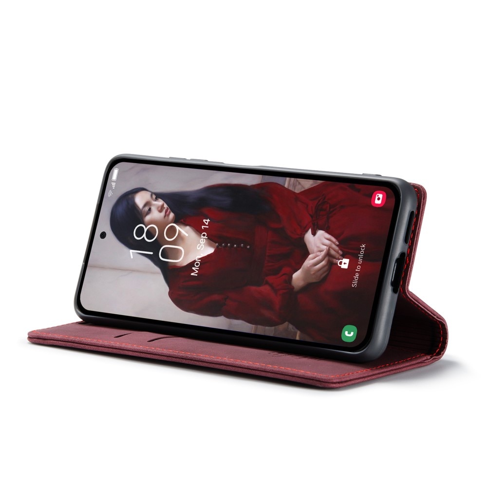 Slim Portemonnaie-Hülle Samsung Galaxy A55 rot