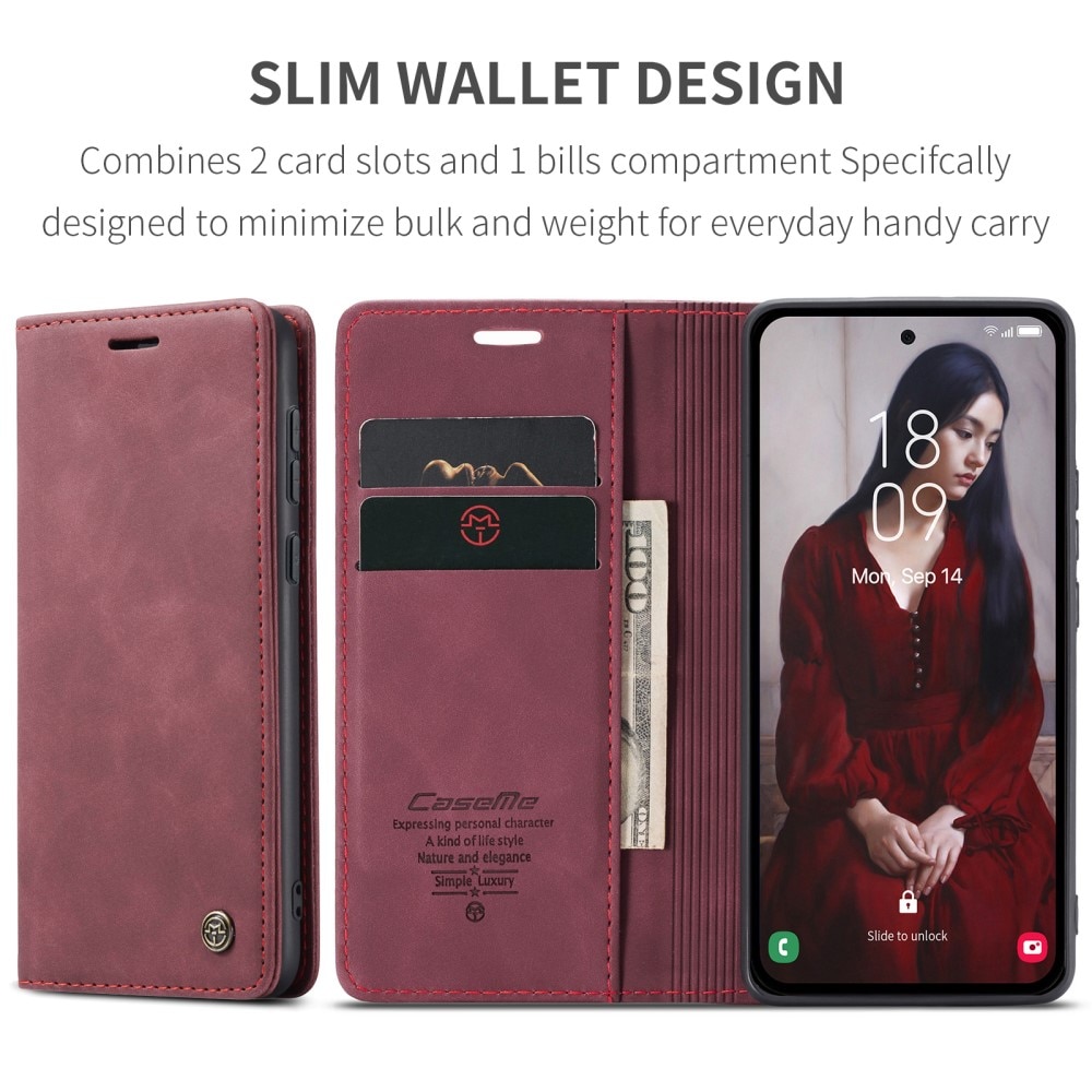 Slim Portemonnaie-Hülle Samsung Galaxy A55 rot