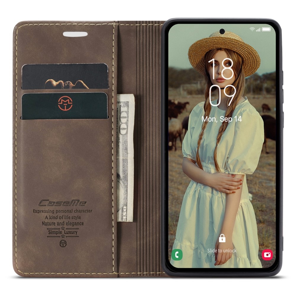 Slim Portemonnaie-Hülle Samsung Galaxy A55 Braun