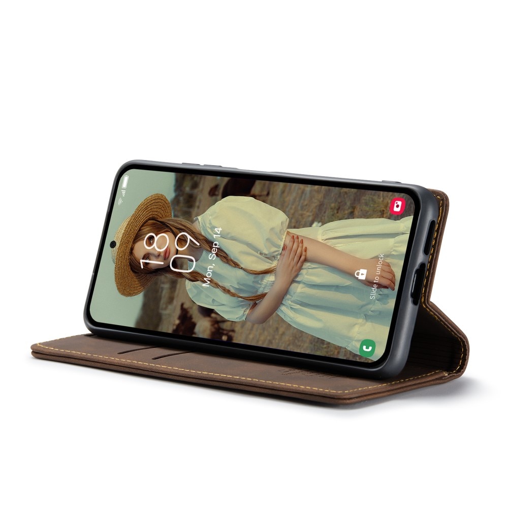 Slim Portemonnaie-Hülle Samsung Galaxy A55 Braun