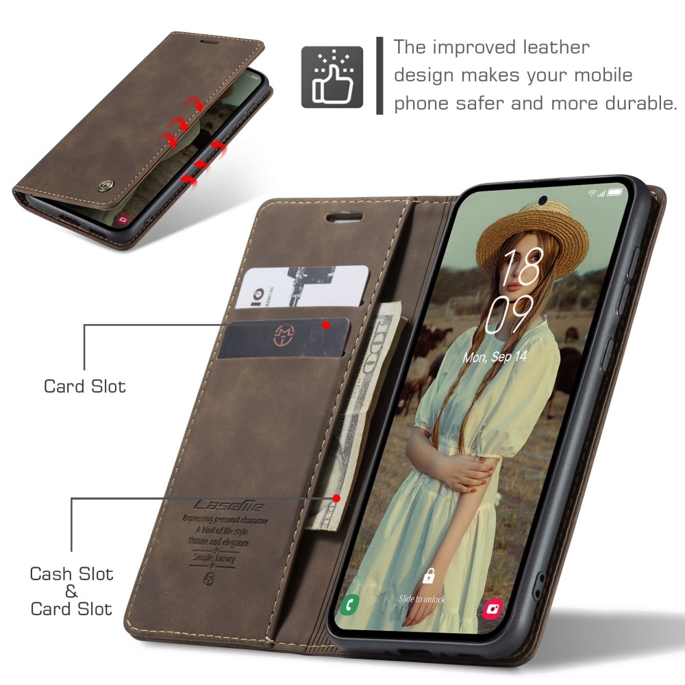 Slim Portemonnaie-Hülle Samsung Galaxy A55 Braun