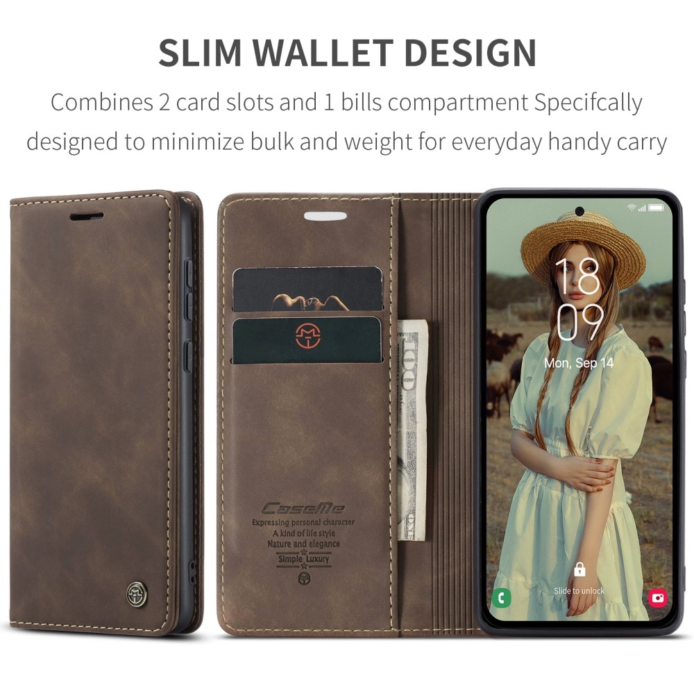 Slim Portemonnaie-Hülle Samsung Galaxy A55 braun