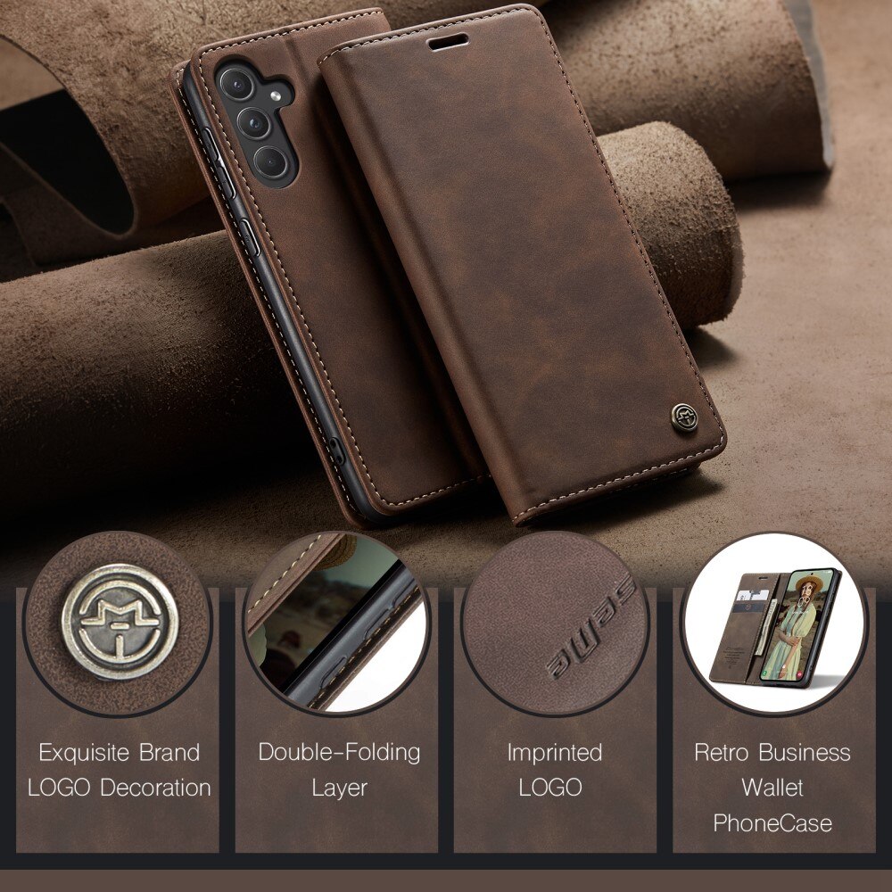Slim Portemonnaie-Hülle Samsung Galaxy A55 Braun