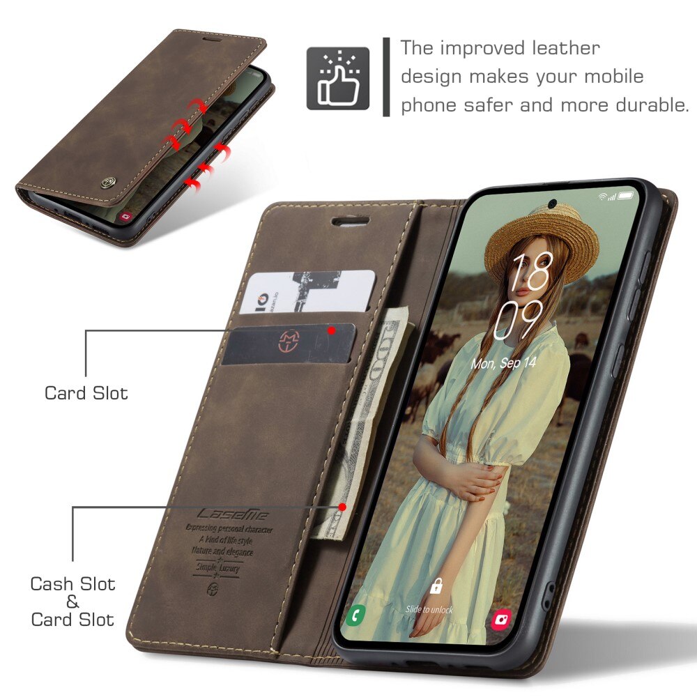 Slim Portemonnaie-Hülle Samsung Galaxy A35 Braun