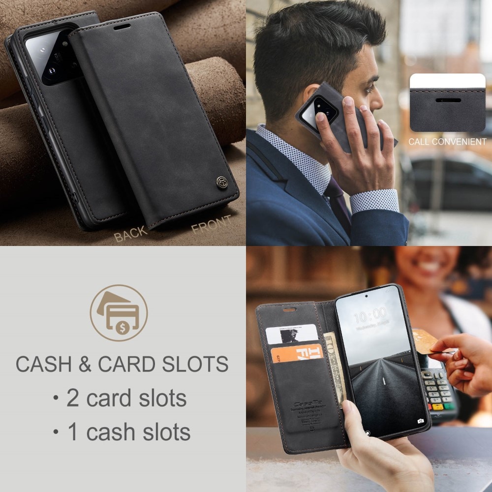 Slim Portemonnaie-Hülle Xiaomi 14 Pro schwarz