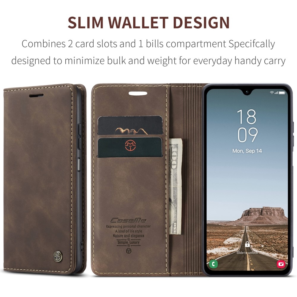 Slim Portemonnaie-Hülle Samsung Galaxy A05s braun
