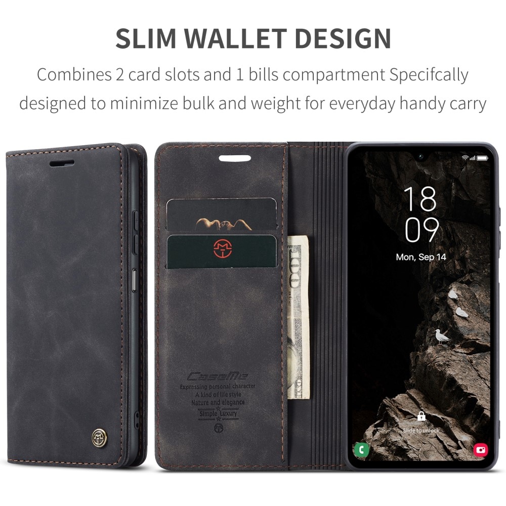 Slim Portemonnaie-Hülle Samsung Galaxy A05s schwarz