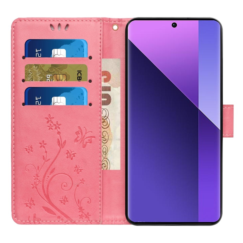 Xiaomi Redmi 13C Handyhülle mit Schmetterlingsmuster, rosa