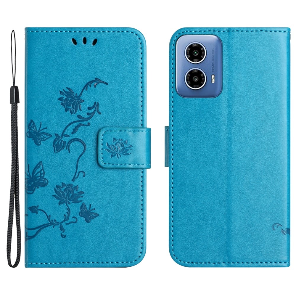 Motorola Moto G24 Handyhülle mit Schmetterlingsmuster, blau