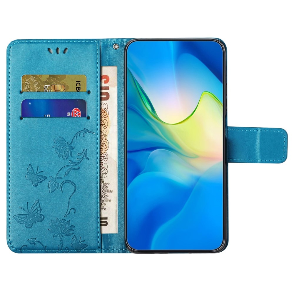 Motorola Moto G24 Handyhülle mit Schmetterlingsmuster, blau